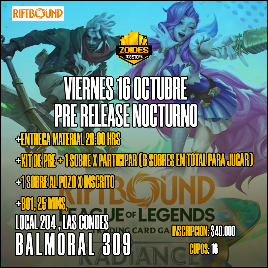 Pre Release Riftbound Radiance Nocturno 16 Octubre